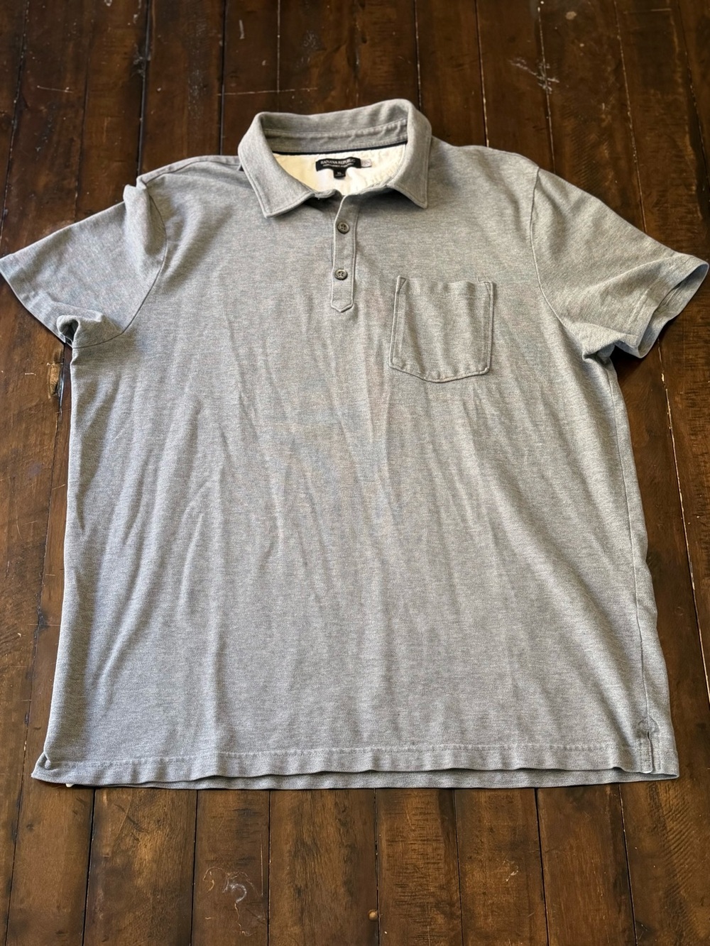 Banana Republic Men's XL Heather Gray Performance Pique Polo Shirt Chest Pocket